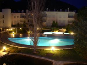 Nighttime view of swimming pool